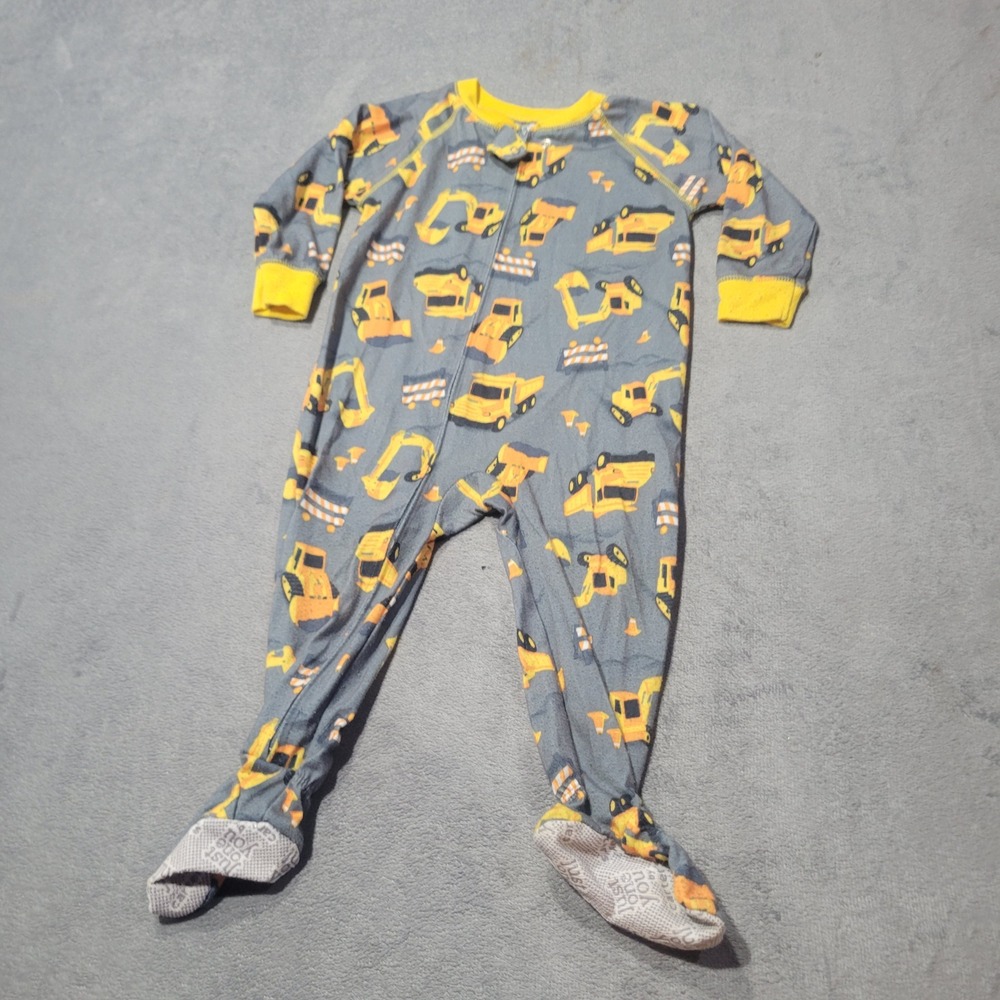 Just One You Carters Pajamas Kids 18M Gray Construction Truck Footed Sleeper PJs